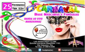 Terça 25/02 Baile Máscaras e Fantasias